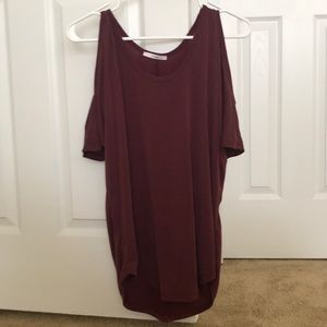 burgundy cold shoulder top